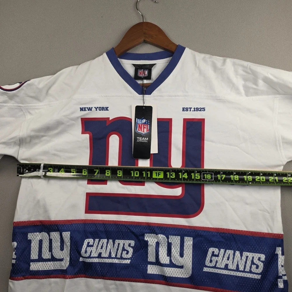 Zara NFL NY Giants Women's Small White Long Sleeve V-Neck Shirt NWT Football Top